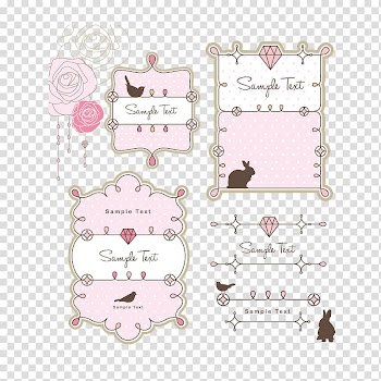 Sample Text cards, frame Drawing Ornament, Cute Pink pattern frame transparent background PNG clipart