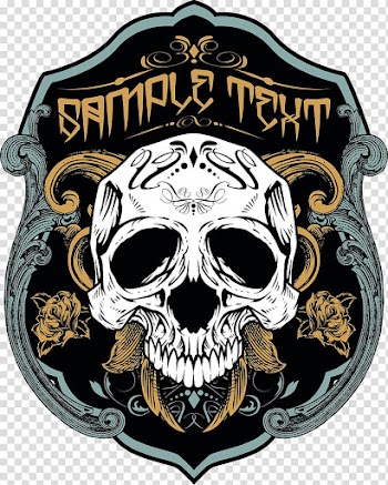 Sample text illustration, Printed T-shirt Skull Necklace, Skull Shield transparent background PNG clipart