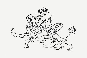 Samson and lion clipart, vintage | Free PSD Illustration - rawpixel