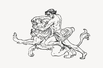 Samson and lion collage element, | Free Vector Illustration - rawpixel