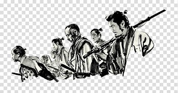 Samurai Film Subtitle 720p 1080p, Black and white illustration samurai transparent background PNG clipart