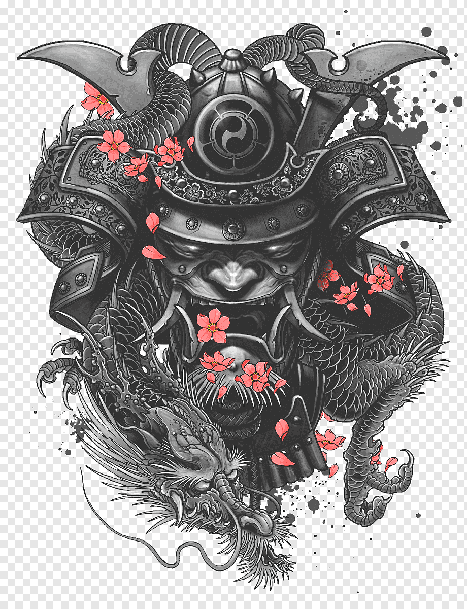 samurai illustration, Sleeve tattoo Samurai Irezumi, samurai, fictional Character, tattoo, japanese Dragon png