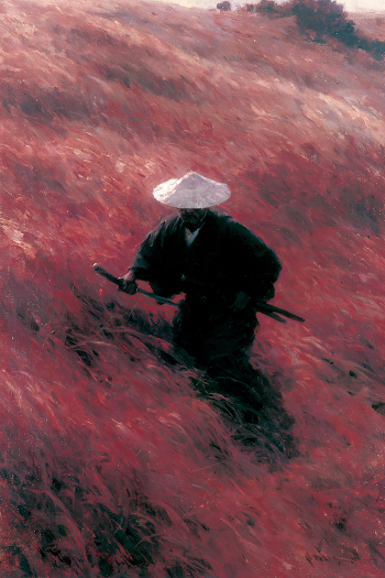 Samurai in a Landscape of Purple Grasses
