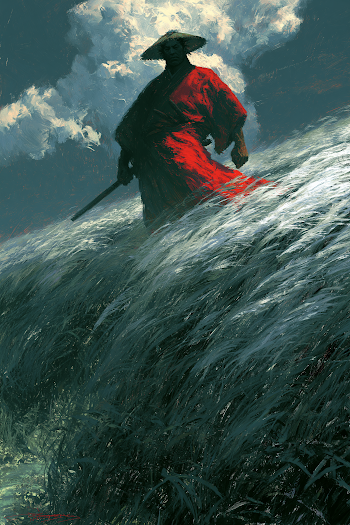 Samurai in Serene Grassland
