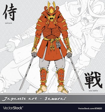 Samurai with kanji vector image