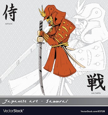 Samurai with kanji vector image