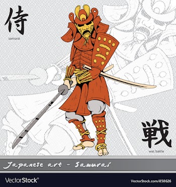 Samurai with kanji vector image