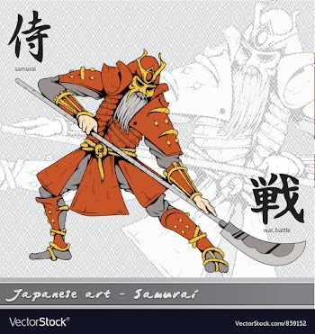 Samurai with kanji vector image