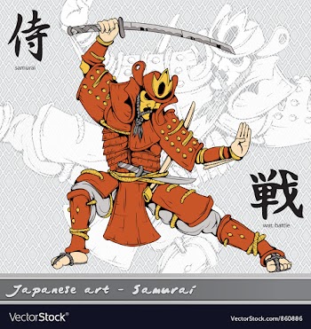 Samurai with kanji vector image