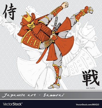 Samurai with kanji vector image