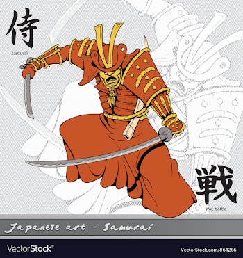 Samurai with kanji vector image