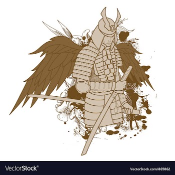 Samurai with wigns vector image