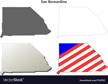 San Bernardino County California outline map set vector image