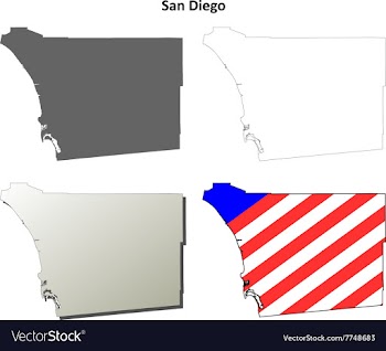 San Diego County California outline map set vector image