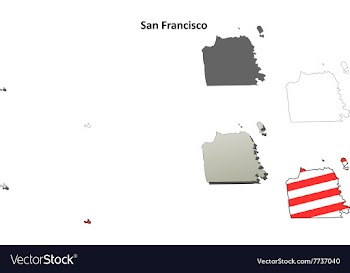 San Francisco City and County California outline vector image