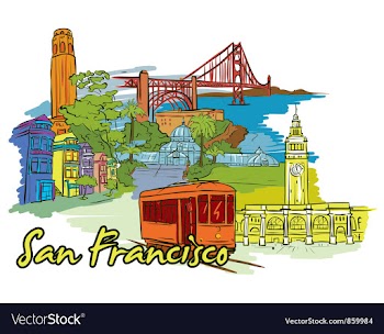 San francisco doodles vector image