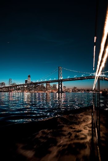 San Francisco-Oakland Bay Bridge, California during nighttime