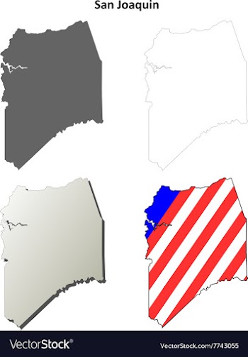 San Joaquin County California outline map set vector image