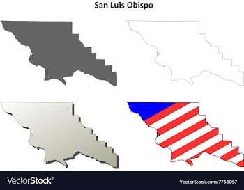 San Luis Obispo County California outline map set vector image