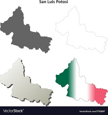 San Luis Potosi outline map set vector image