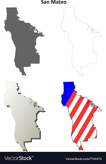 San Mateo County California outline map set vector image