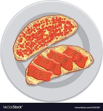  					Sandwiches with red caviar vector image														