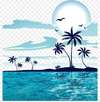 Sandy Beach - Coconut tree vector material decorative patterns Free buckle 
