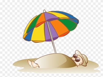 Sandy Beach Umbrella - Umbrella Summer Clipart