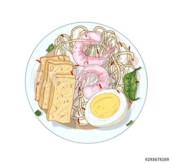 Sang har, rice noodles realistic vector illustration