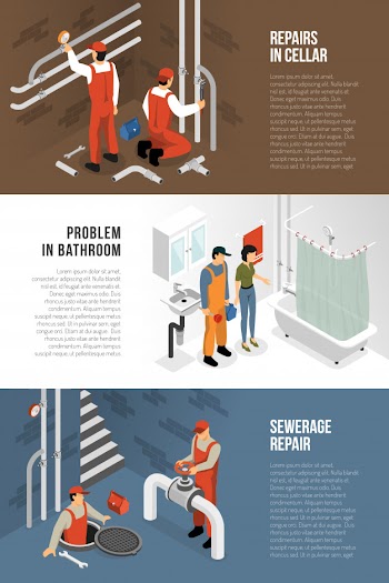 Sanitary technician banners collection Free Vector