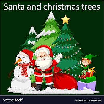 santa and christmas trees