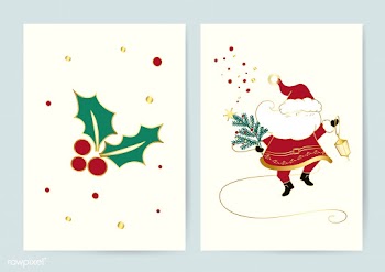 Santa and holly leaves Christmas cards vector | Free stock vector - 503505