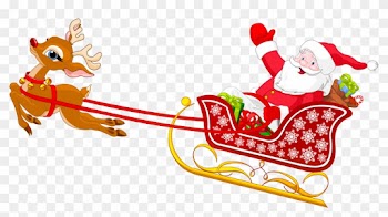 Santa And Reindeer With Sled Png Clipart - Santa Claus With His Sleigh