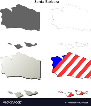 Santa Barbara County California outline map set vector image
