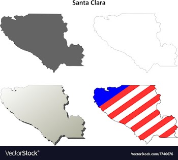 Santa Clara County California outline map set vector image