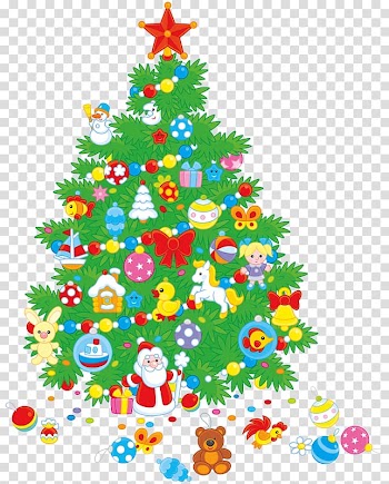 Santa Claus A Visit from St. Nicholas Christmas tree Gift , Christmas tree covered with gifts transparent background PNG clipart
