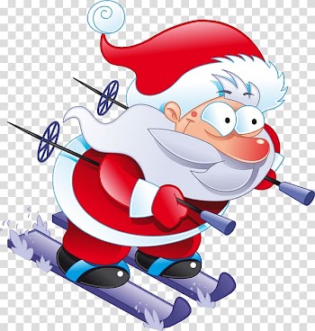 Santa Claus Alpine skiing Christmas Downhill Slalom, skiing transparent background PNG clipart