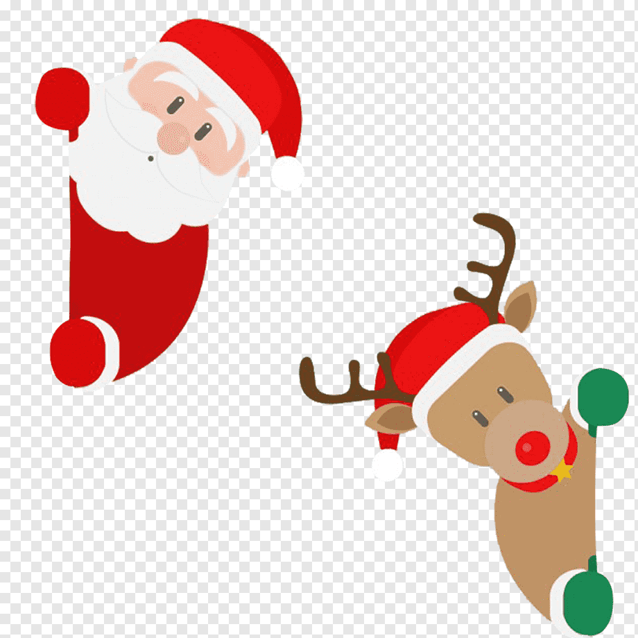 Santa Claus and Reindeer illustration, Santa Claus's reindeer Christmas Santa Claus's reindeer, Cartoon Christmas Santa and deer, cartoon Character, mammal, festive Elements png