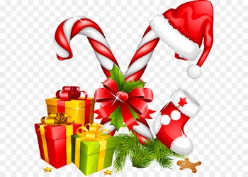 Santa Claus Candy cane Christmas decoration Clip art - Santa Hat Gifts and Candy Canes Christmas Decoration 