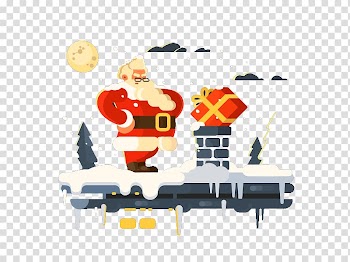 Santa Claus Chimney Illustration, Santa chimney illustration transparent background PNG clipart