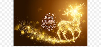 Santa Claus Christmas card Illustration - Golden light effect Christmas reindeer Vector 