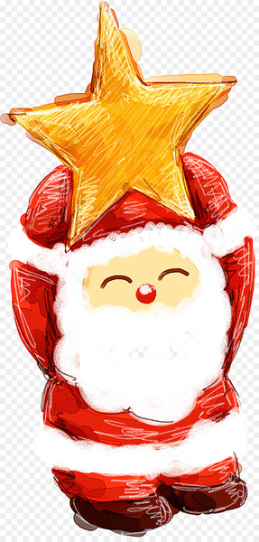 Santa Claus Christmas card Reindeer Gift - Hand-painted Santa Claus 