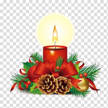 Santa Claus Christmas frame Candle, Red candle transparent background PNG clipart
