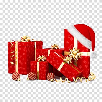 Santa Claus Christmas gift Christmas gift Christmas ornament, Red gift box material transparent background PNG clipart