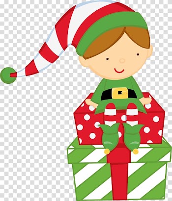 Santa Claus Christmas gift Pillow Personalization, Cartoon elf gift green clothes transparent background PNG clipart