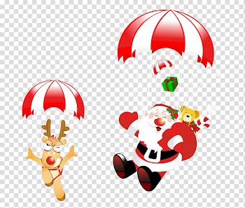 Santa Claus Christmas Gift , Santa with parachute transparent background PNG clipart