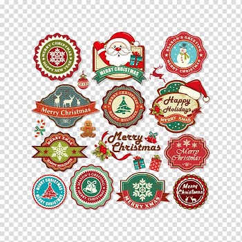 Santa Claus Christmas Label Illustration, Christmas tag transparent background PNG clipart