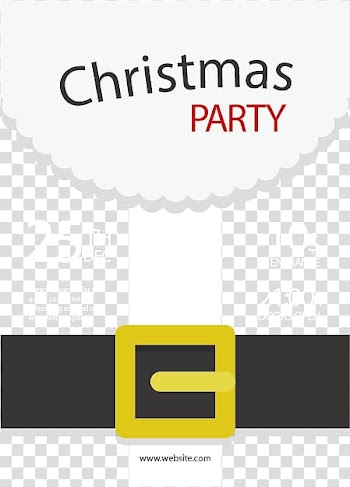 Santa Claus Christmas Party Belt, Black Belt Invitation Card transparent background PNG clipart