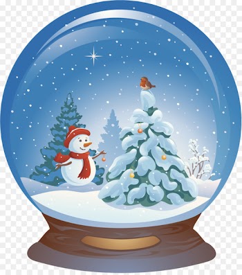 Santa Claus Christmas Snowman Illustration - Blue Christmas snowman crystal ball 