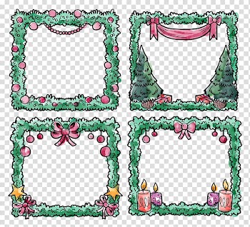 Santa Claus Christmas tree Frames, Christmas Cards with Ink transparent background PNG clipart